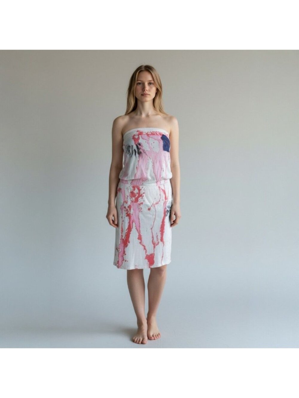 Grail Dress Tie Dye Pink Strapless Size Medium Cotton New with Tags